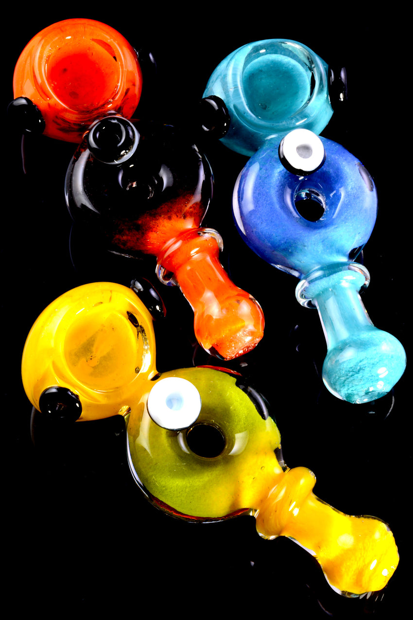 Thick Multicolor Frit Donut Hole Glass Pipe - P2449