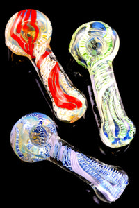 Thick Color Changing Colorful Striped Glass Pipe - P2471