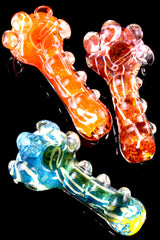4.5" Thick Striped Colorful Frit Color Changing Glass Pipe - P2472