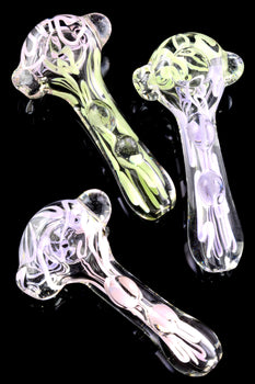 Clear Neon Striped Glass Pipe - P2474