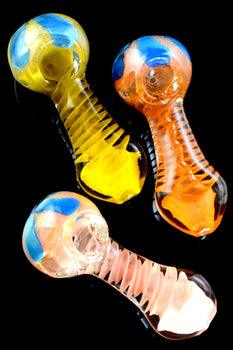 Thick Spiral Frit Silver Fumed Glass Pipe - P2479
