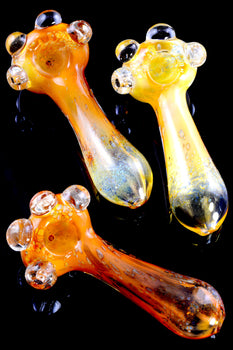Thick Gold Fumed Bubbles Glass Pipe - P2505