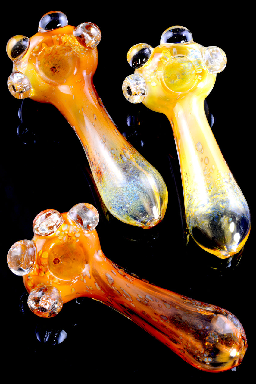 Thick Gold Fumed Bubbles Glass Pipe - P2505