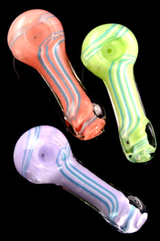 Colorful Striped Neon Frit Glass Pipe - P2539