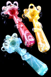 Silver Fumed Frit Color Changing Marble Glass Pipe - P2589
