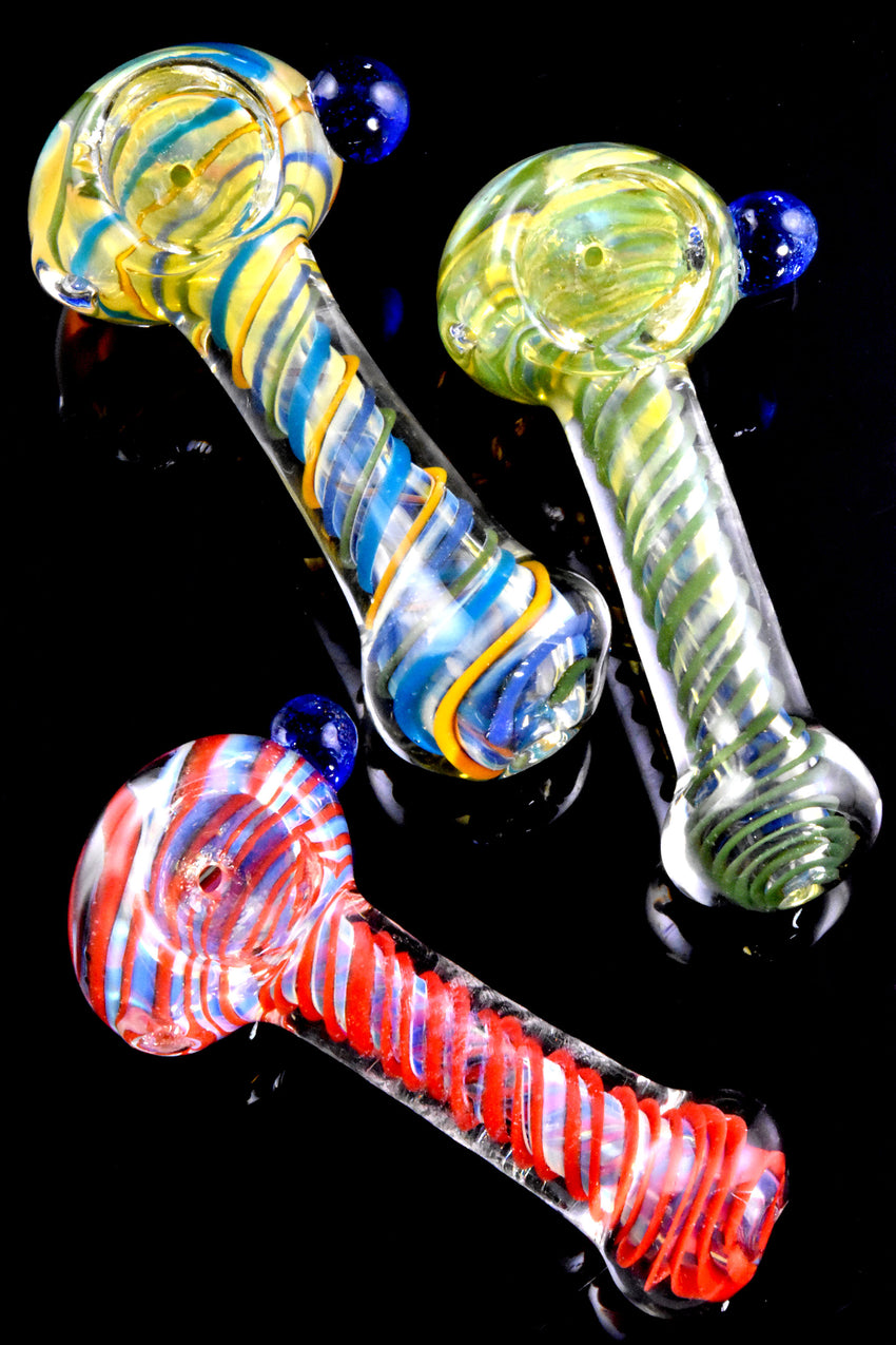 Small Spiral Striped Color Changing Glass Pipe - P2613