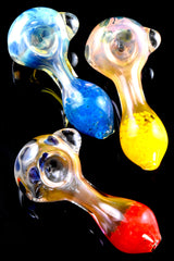5" Gold Fumed Frit Striped Glass Pipe - P2625