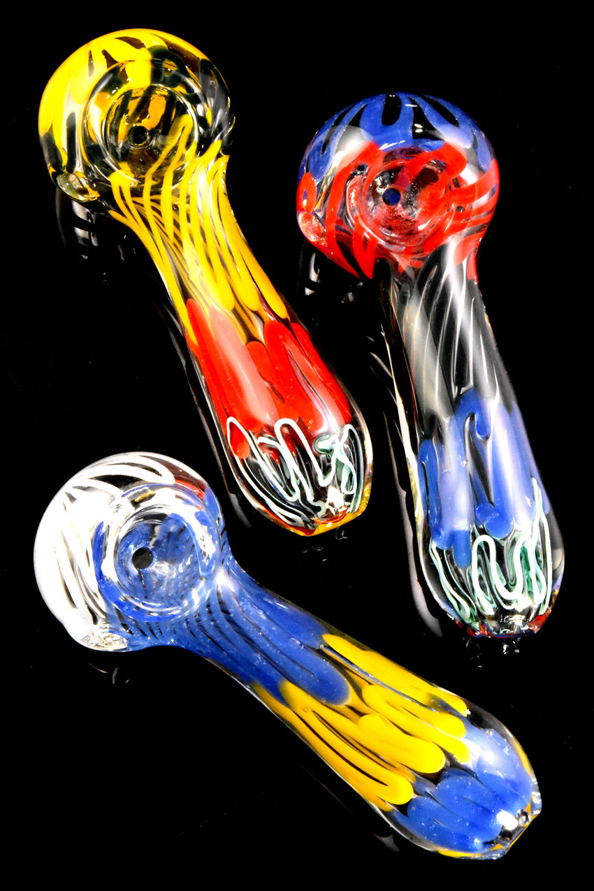 Multicolor Striped Clear Glass Pipe - P2655