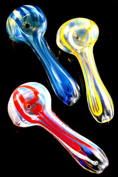 Colorful Color Changing Striped Glass Pipe - P2657