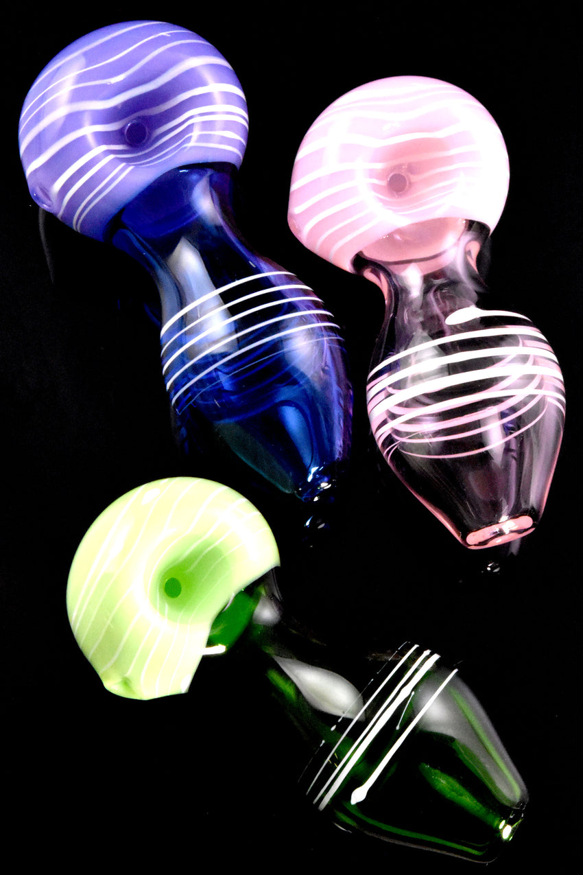 Neon Colored Striped Glass Pipe - P2660