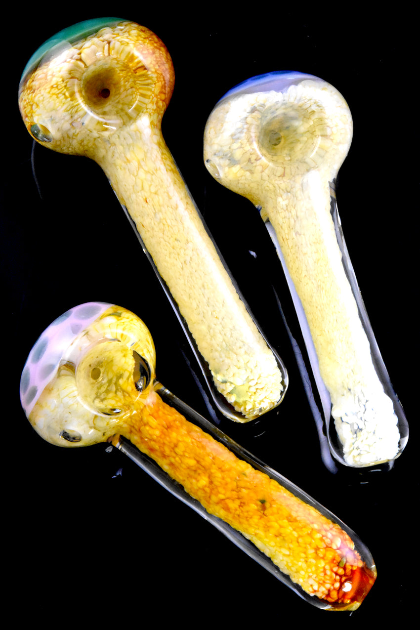 Frit Color Changing Gold Fumed Glass Pipe - P2664