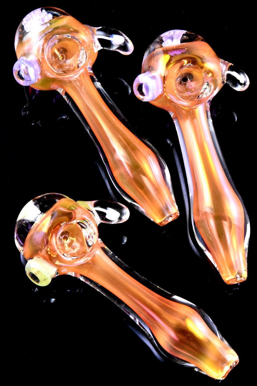 Gold Fumed Color Changing Floral Glass Pipe - P2674