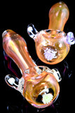 Gold Fumed Color Changing Floral Glass Pipe - P2674