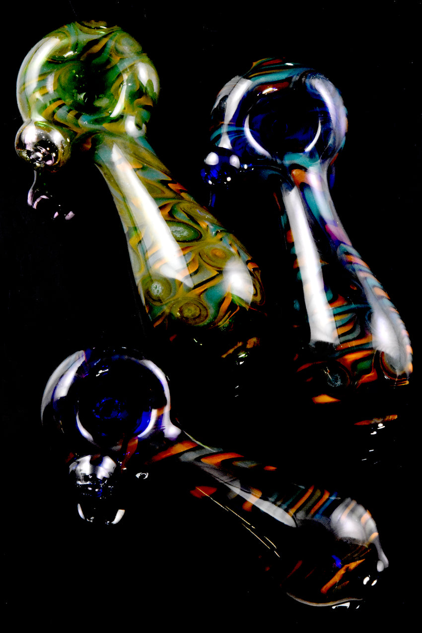 Colored Fumed Stripe Glass Pipe - P2677