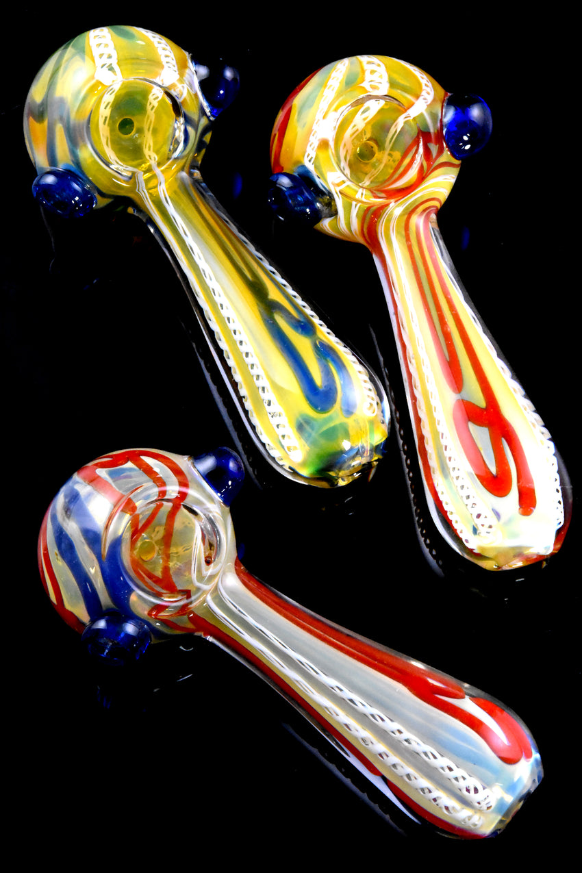 Multicolor Squiggle Striped Color Changing Glass Pipe - P2679