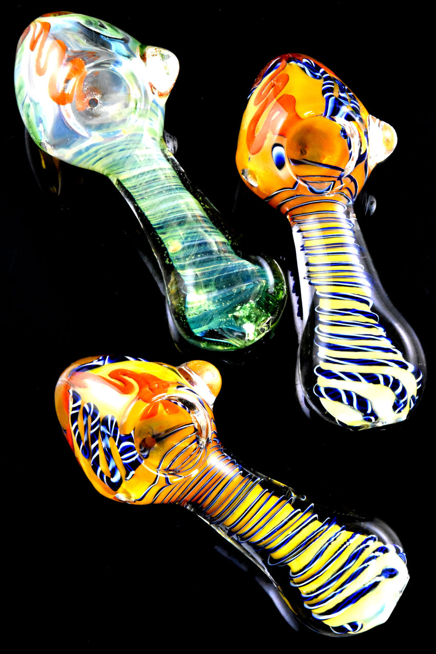 Swirl Striped Color Changing Glass Pipe - P2708