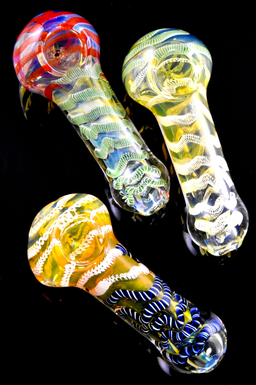 Multicolor Striped Color Changing Glass Pipe - P2710