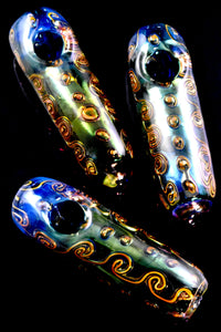 Thick Gold Fumed Metallic Glass Pipe - P2713