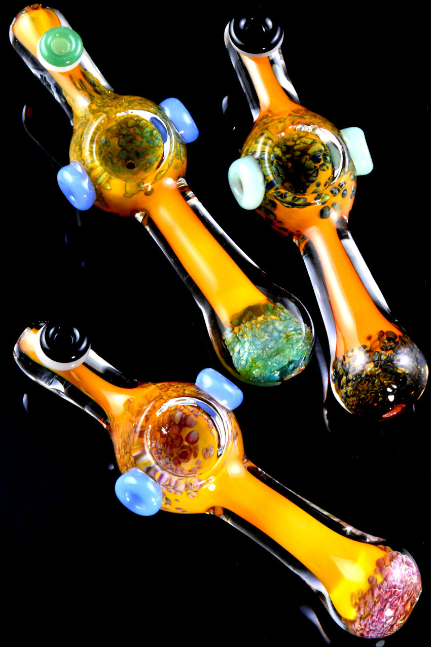 Gold Fumed Color Changing Frit Glass Conehead Pipe - P2721