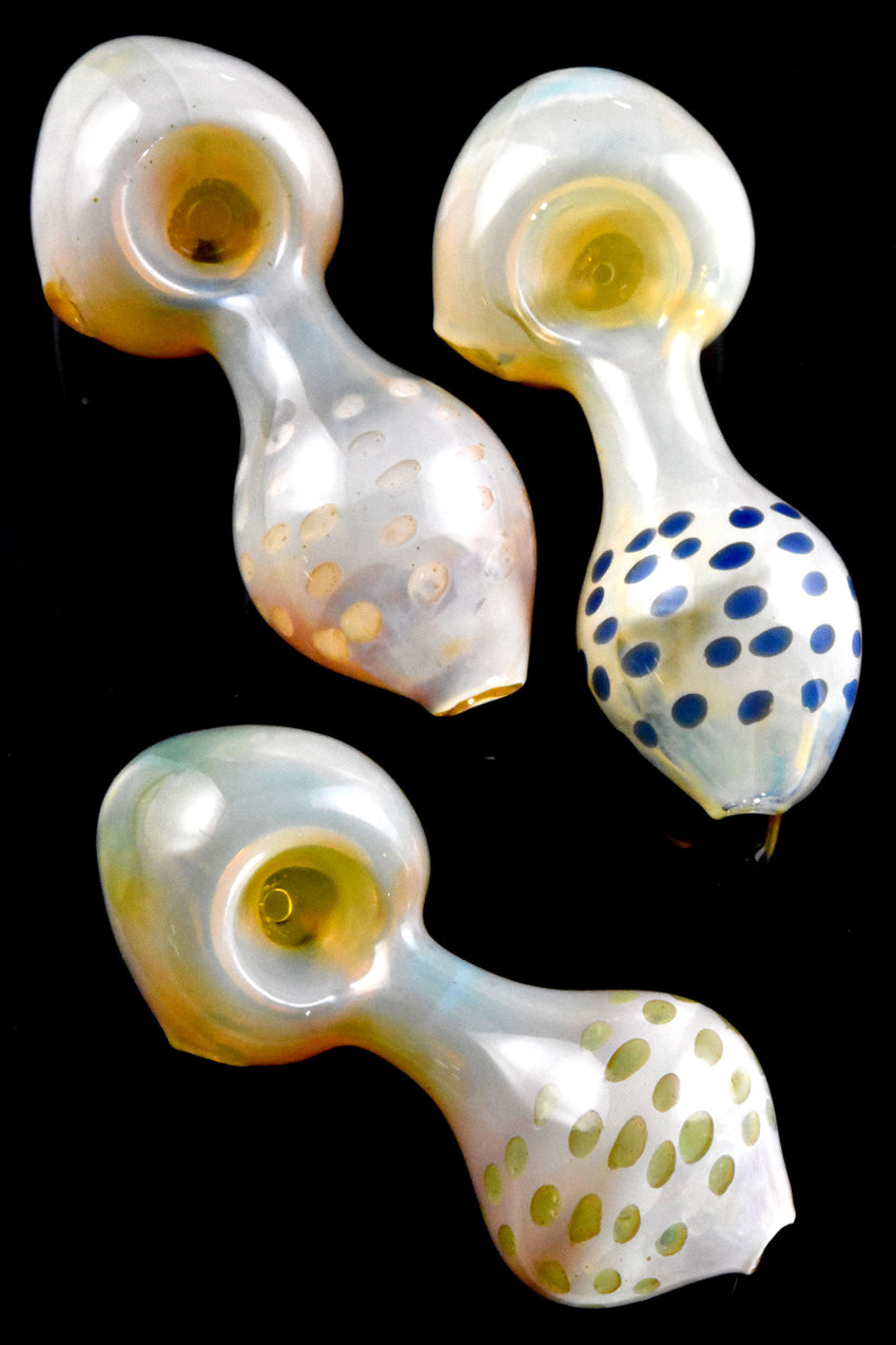 Small Silver Fumed Dotted Glass Pipe - P2756
