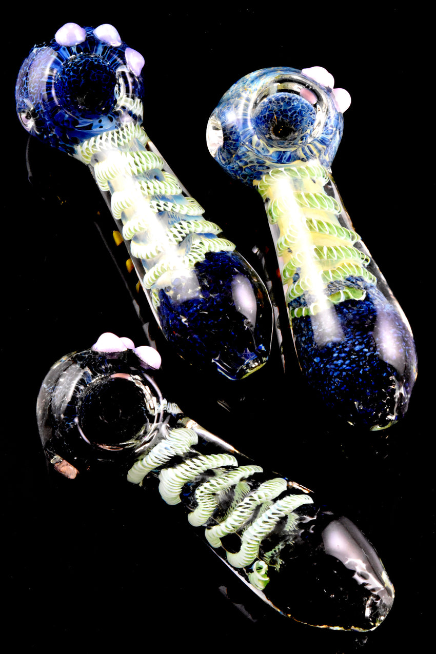 Thick Frit Color Changing Striped Glass Pipe - P2760