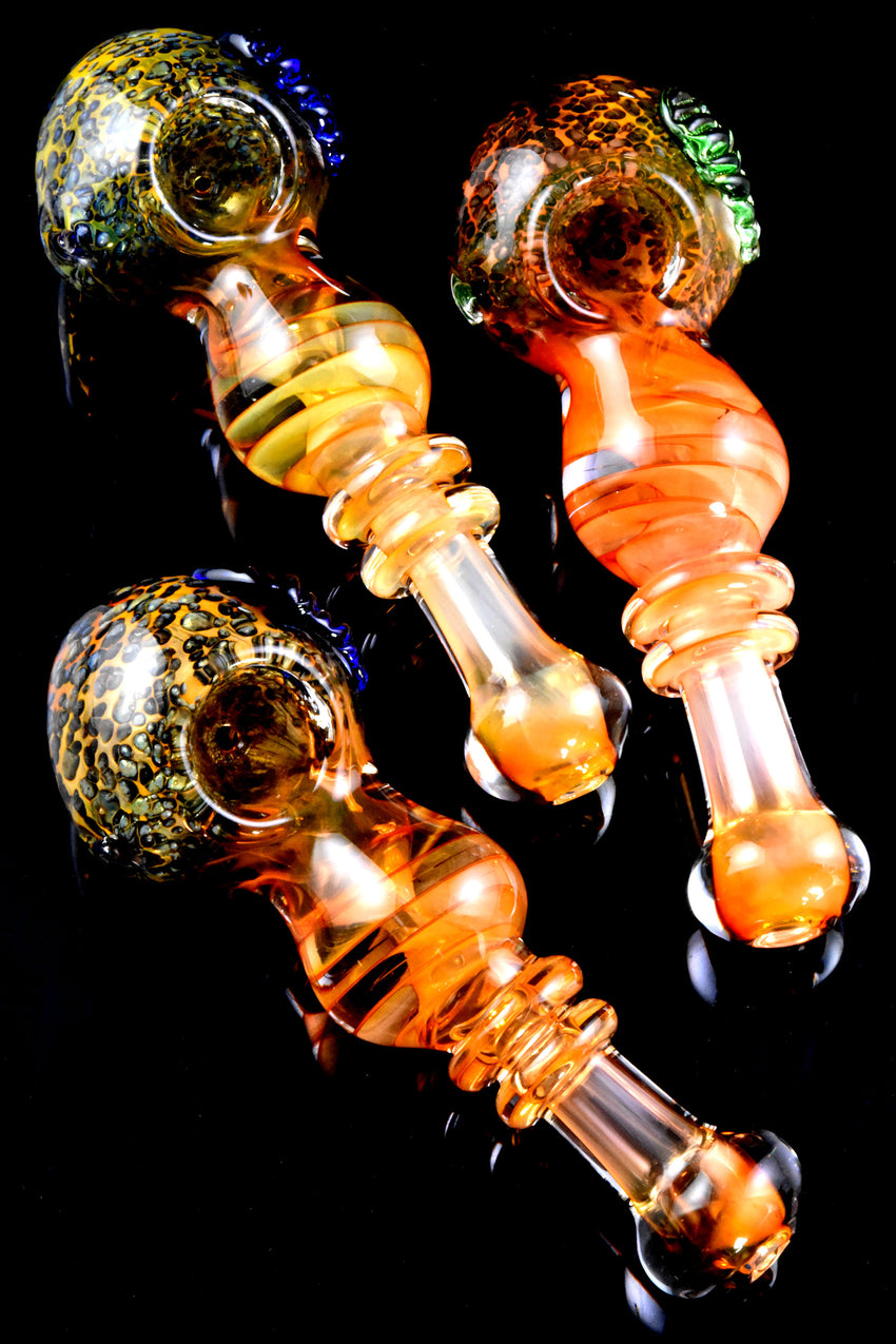 Spiral Gold Fumed Frit Glass Pipe - P2765