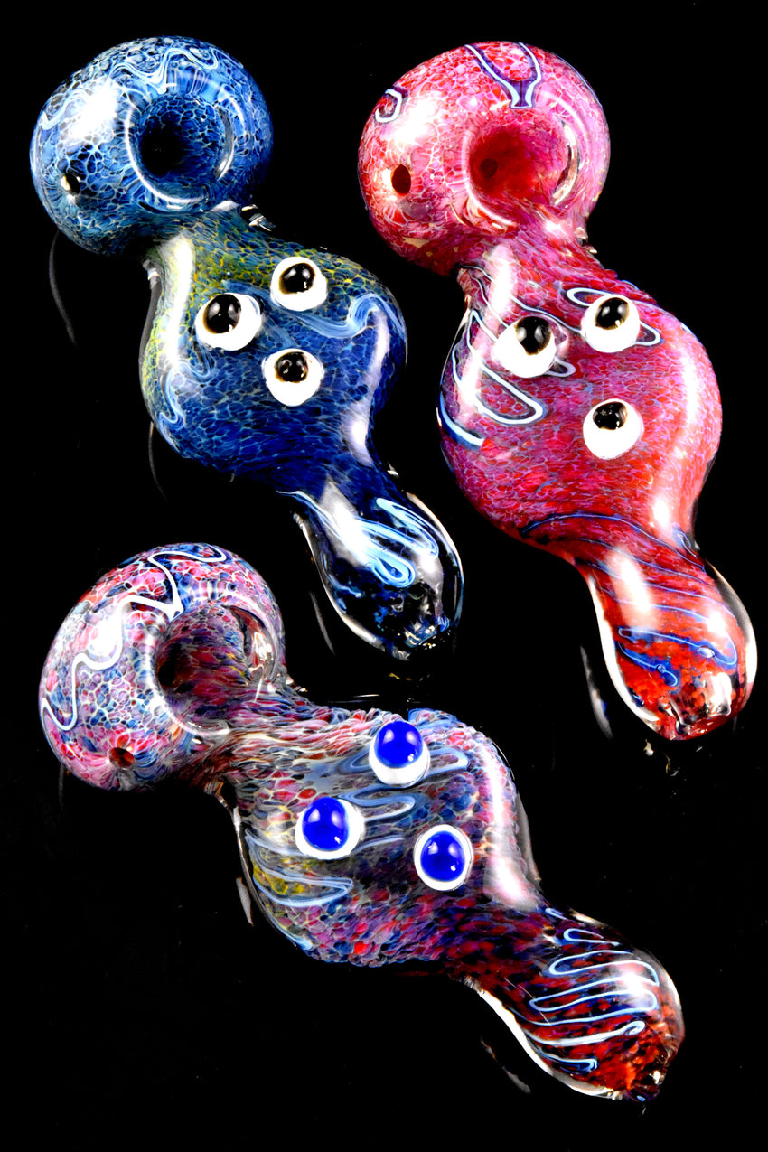 Thick Silver Fumed Frit Color Changing Glass Pipe - P2769