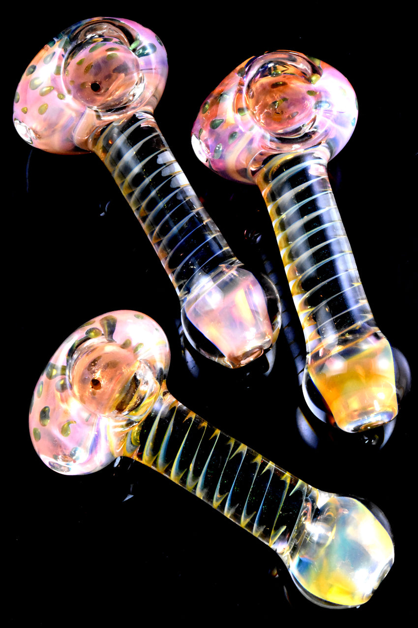 Thick Gold Fumed Dichro Spiral Glass Pipe - P2789