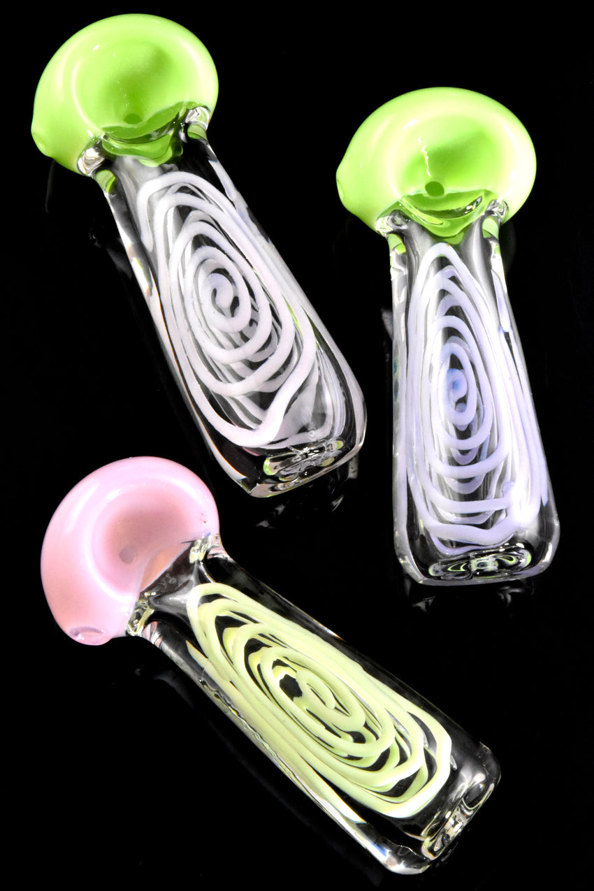 Clear Glass Slime Spiral Striped Pipe - P2804