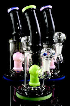 Small Stemless GoG Water Pipe with Colored Glass Accents and Stemline Perc - WP1634