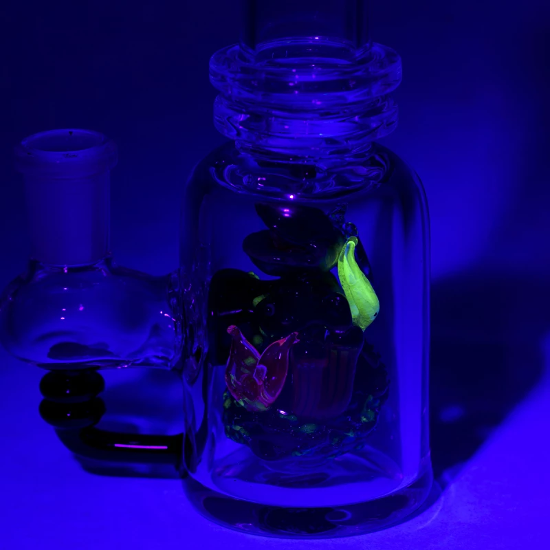 (US Made) 7" "Save the Seas" UV Reactive Mini Beaker (No Bowl) - WP1839