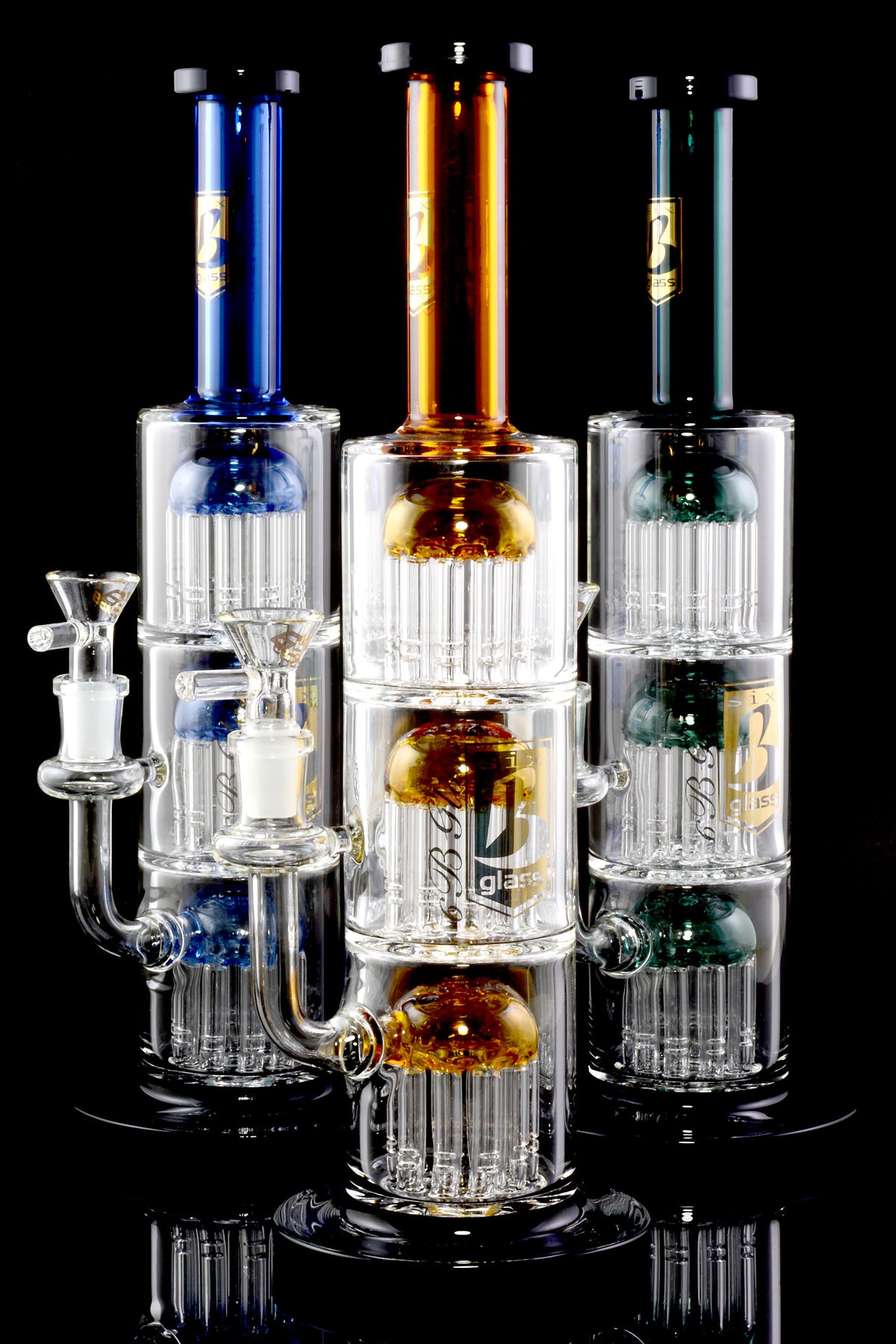 Medium Stemless GoG Straight Shooter Triple Tree Perc Water Pipe - WP2265