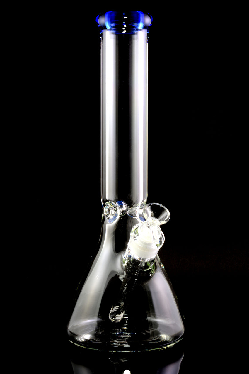 Large 14" 7mm Glass on Glass Beaker Water Pipe with Ice Pinch - WP2350