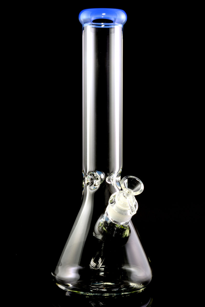 Large 14" 7mm Glass on Glass Beaker Water Pipe with Ice Pinch - WP2350