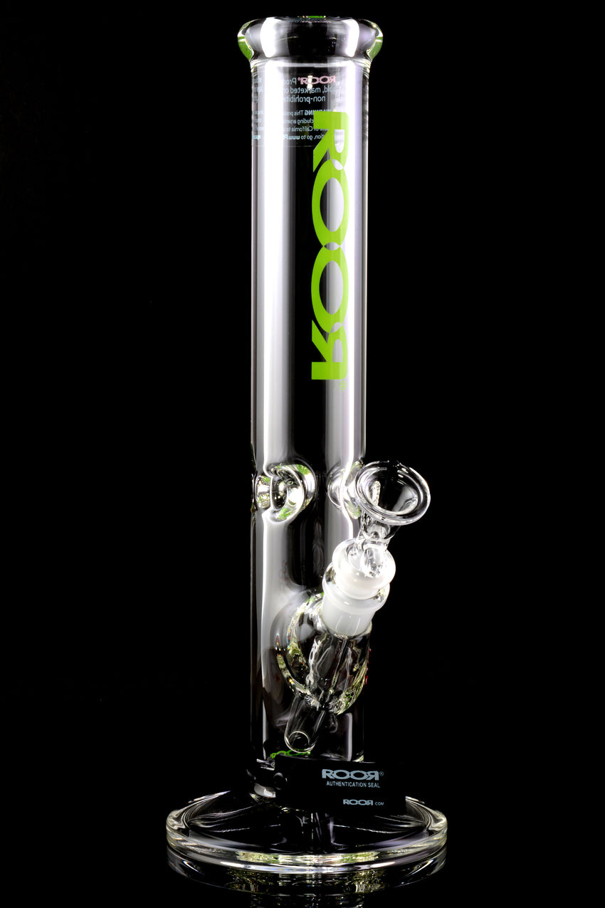 RooR 14" 7mm Thick Glass on Glass Straight Shooter Water Pipe with Ice Pinch - WP2484