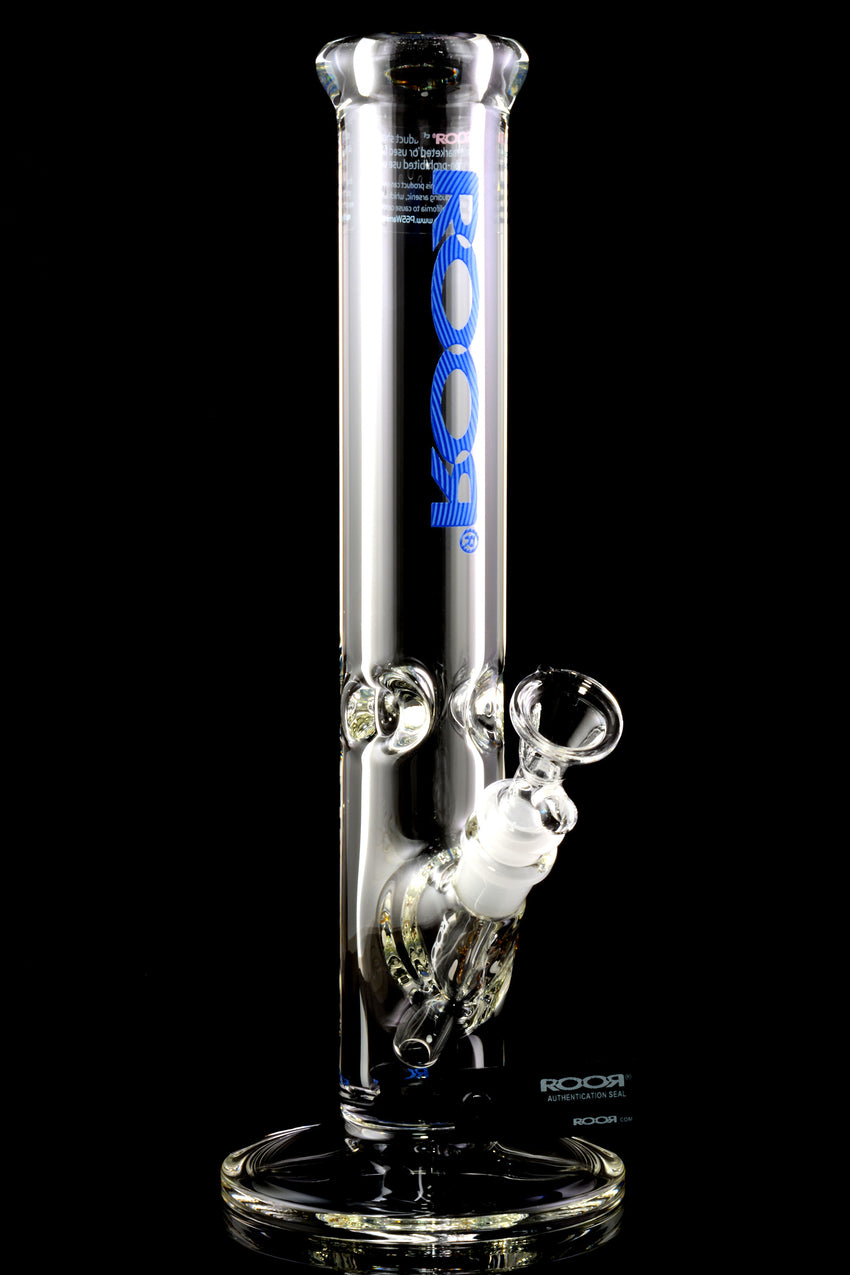 RooR 14" 9mm Thick Glass on Glass Straight Shooter Water Pipe with Ice Pinch - WP2485