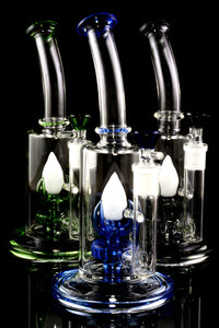 Small Glass on Glass Stemless Water Pipe with Unique Flower Showerhead Perc - WP2571