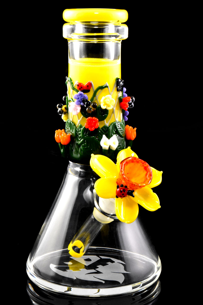 (US Made) Yellow Flower Baby Beaker Water Pipe - WP2709