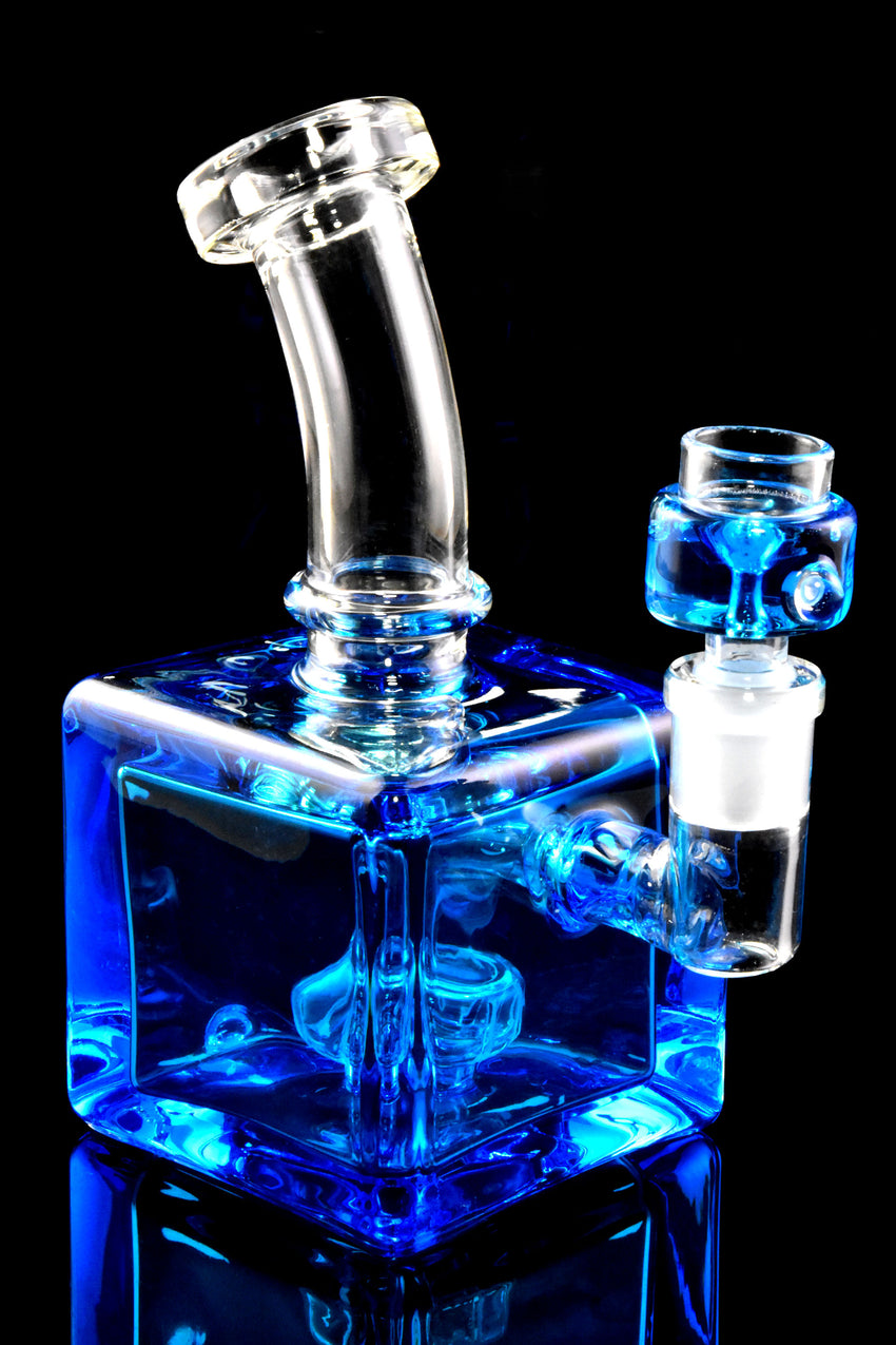 Small Stemless GoG Colorful Fluid Filled Cube Water Pipe - WP2715