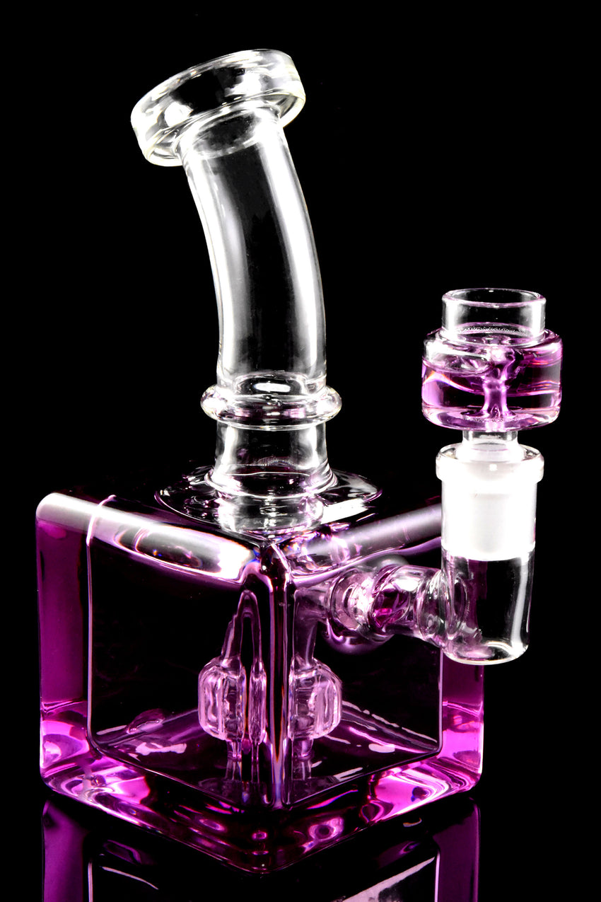 Small Stemless GoG Colorful Fluid Filled Cube Water Pipe - WP2715