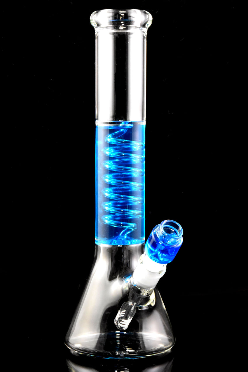 Medium Colorful Fluid Filled Coil GoG Beaker Water Pipe - WP2745