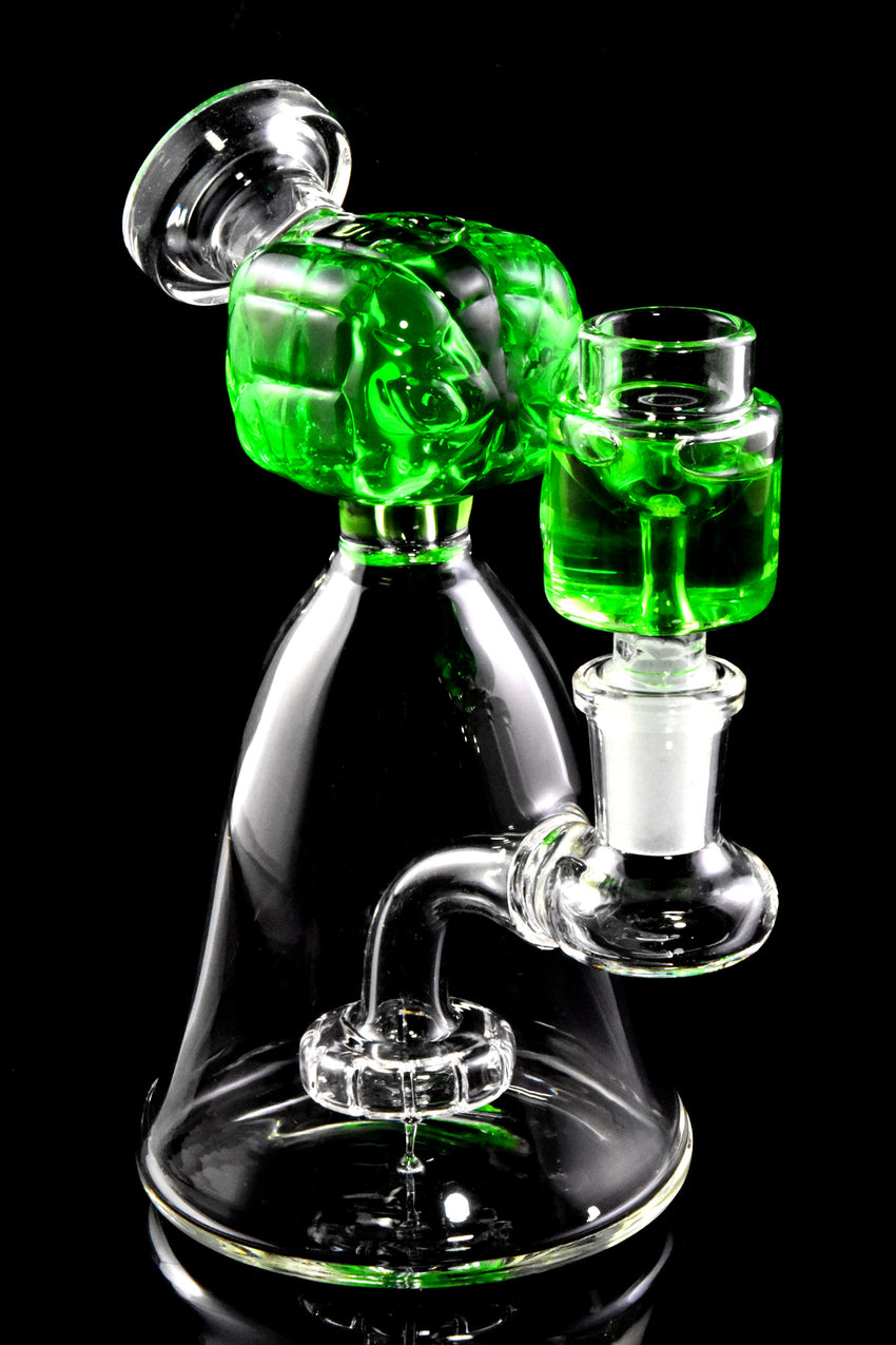 Small Stemless GoG Fluid Filled Spider Hero Beaker Water Pipe with Showerhead Perc - WP2748