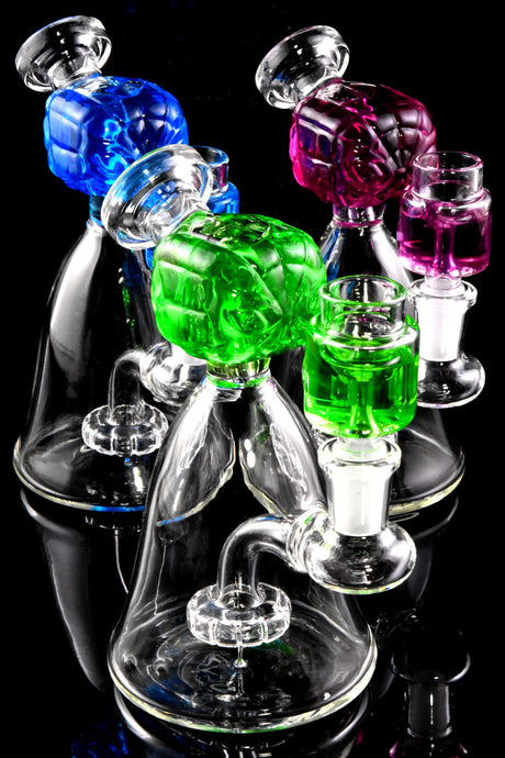 6" Small Stemless GoG Fluid Filled Spider Hero Beaker Water Pipe with Showerhead Perc - WP2748