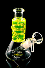 5" Mini Glass on Glass Fluid Filled Coil Beaker Water Pipe - WP2762