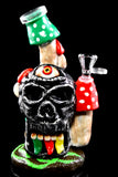Small Skull Mushroom Glass on Glass Water Pipe with Honeycomb Perc - WP2794